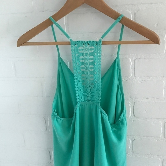 Naked Zebra Tank top Teal Green Aqua RacerBack Crochet Draped Size S - Picture 2 of 7